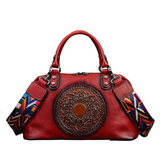 Handbags Women's Boho Leather Tote Bag - Red - Handbag - Medium - Genuine Leather - image 20