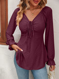 Women's Fashion A Line Drawstring Blouse - Green - Shirt - XXXL - Polyester - image 34