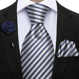 Men's 3 Pcs Tie Hanky Corsage Sets - Purple - 33 - One Size - Polyester - image 17