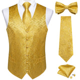 Men's 5 Pcs Silk Formal Waistc… - Black/Grey - 1 - MJ-0109-LH-0215 - 5 PCS - Vest Set - 3XL - Silk/Rayon/Polyester - image 13