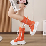 Women's Canvas Chunky Platform Boots - Light Pink - Canvas Boots - 40 B - Canvas - image 15