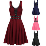 Women's Gothic Lace Up Mini Dress - Black - Gothic Dress - XXL - Polyester/Spandex - image 3
