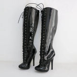 Women's Shiny Burlesque High Heel Boots - Pink - High Boots - 15 B - Patent PU Leather - image 33
