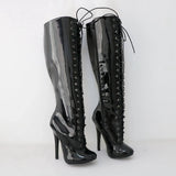 Women's Shiny Burlesque High Heel Boots - Pink - High Boots - 15 B - Patent PU Leather - image 31