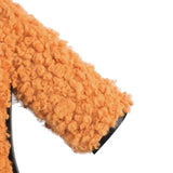 Women's Fuzzy Faux Wool Platform Boots - Orange - Short Plush Boots - 42 B - Imitation Wool - image 33