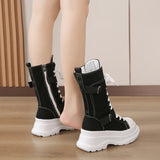 Women's Canvas Chunky Platform Boots - Light Pink - Canvas Boots - 40 B - Canvas - image 9