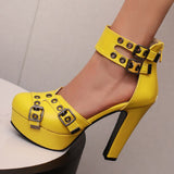Women's High Platform Summer Sandals - Red - Platform Heels - 50 B - PU Leather - image 13