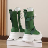 Women's Canvas Chunky Platform Boots - Light Pink - Canvas Boots - 40 B - Canvas - image 27