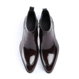 Men's Leather Patent Formal Dress Boots - Wine Red - Patent Boots - 45 B - Genuine Leather - image 15