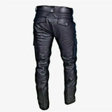 Men's PU Leather Motorcycle Cargo Pants - Black - Men's Pants - 5XL - PU Leather - image 4