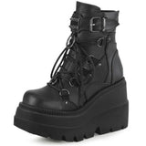 Funki Buys | Boots | Women's Goth Lace Up Platform Wedges
