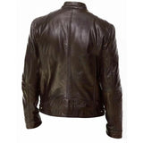 Men's Standing Collar Biker Jackets - Black - Jacket - 5XL - PU Leather - image 5