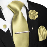 Men's 5 Pcs Luxury Ridged Silk Tie Sets - Yellow/Green - 5pc Tie Set - 046 - Medium - Silk - image 19
