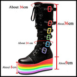 Women's Gothic Rainbow Platform Boots - Black - Rainbow Platform Boots - 46 B - PU Leather - image 26