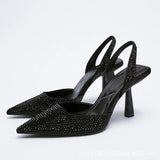 Women's Shiny Beaded Mid Heeled Mules - Gold - Slingback Mules - 43 B - PU Leather - image 24