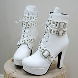 Women's Buckle Strap Platform Ankle Boots - Black - Buckle Strap Ankle Boot - 45 B - PU Leather - image 16