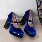 Women's Luxury Velour Mary Jane Pumps - Wine Red - Velour Pump - 12 B - Velvet/PU Leather - image 12