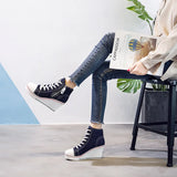 Women's High Platform Zipper Sneakers - Navy - Platform Sneakers - 43 B - Canvas - image 5