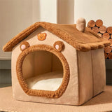 Dog Cat Foldable Pet House Washable - Tea Brown - Foldable Pet House - L - PP Cotton - image 6