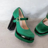 Women's Luxury Velour Mary Jane Pumps - Wine Red - Velour Pump - 12 B - Velvet/PU Leather - image 20