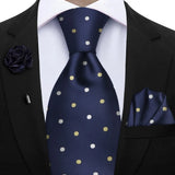 Men's 3 Pcs Tie Hanky Corsage Sets - Blue - 27 - One Size - Polyester - image 43