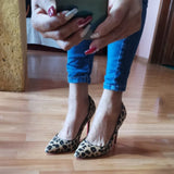 Women's Leopard Print High Heel Stilettos - Beige - 1 / 12cm Heel - 43 B - PU Suede Leather - image 15