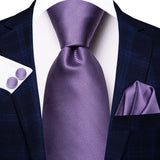Funki Buys | Neckties | Men's 3 Pcs Purple Silk Wedding Tie Sets