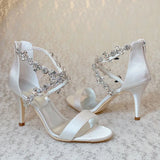 Women's Crystal Satin Wedding Sandals - Red - Dress Shoes - 11 B - PU Leather - image 3