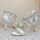 Women's Crystal Satin Wedding Sandals - Red - Dress Shoes - 11 B - PU Leather - image 8
