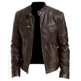 Men's Standing Collar Biker Jackets - Black - Jacket - 5XL - PU Leather - image 20