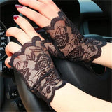Women's Gothic Lace Fingerless Gloves - Crimson - D1 - One Size - Rayon - image 3