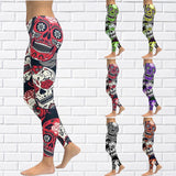 Women's Yoga Pants Skull Print Leggings - Gray - Fitness Workout Pants - XS - Spandex - image 12
