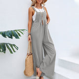 Women's Casual Wide Leg Pantsuit Overalls - Black - Jumpsuit - 3XL - Linen - image 25