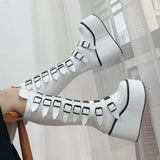 Women's Metal Buckle Platform Y2K Wedge - White - Buckle Platforms - 46 B - PU Leather - image 14