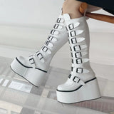 Women's Metal Buckle Platform Y2K Wedge - White - Buckle Platforms - 46 B - PU Leather - image 18