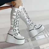 Women's Metal Buckle Platform Y2K Wedge - White - Buckle Platforms - 46 B - PU Leather - image 21