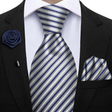 Men's 3 Pcs Tie Hanky Corsage Sets - Gray - 18 - One Size - Polyester - image 47