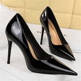 Women's Elegant Mid-Heel Formal Scarpin - Wine Red - 10cm - Formal Stilettos - 43 B - PU Patent Leather - image 10