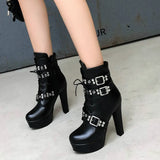 Women's Buckle Strap Platform Ankle Boots - Black - Buckle Strap Ankle Boot - 45 B - PU Leather - image 6