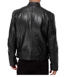 Men's Standing Collar Biker Jackets - Black - Jacket - 5XL - PU Leather - image 16