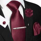 Men's 5 Pcs Luxury Ridged Silk Tie Sets - Maroon - 5pc Tie Set - 006 - Medium - Silk - image 46