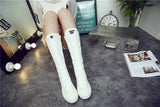 Women's Canvas Knee High Lace Up Boots - White - 2cm Heel - 43 B - Canvas - image 11