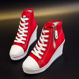 Women's High Platform Zipper Sneakers - Navy - Platform Sneakers - 43 B - Canvas - image 20