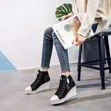 Women's High Platform Zipper Sneakers - Navy - Platform Sneakers - 43 B - Canvas - image 22