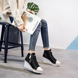 Women's High Platform Zipper Sneakers - Navy - Platform Sneakers - 43 B - Canvas - image 24