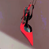 Women's Metallic Beaded High Slingbacks - Red - 2 6129 / Slingbacks - 42 B - PU Leather - image 34