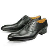 Men's Genuine Leather Brogue Shoes - Black - Men's Formal Shoes - 47 B - Genuine Leather - image 5