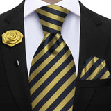 Men's 3 Pcs Tie Hanky Corsage Sets - Purple - 33 - One Size - Polyester - image 14