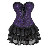 Women's Victorian Corset Dress 2Pcs Set - Purple - 2 / Corset / Black Skirt - 6XL - Polyester - image 5