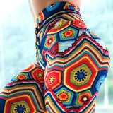 Women High Waist Yoga Printed Leggings - Multi - Slim Pencil Pants - XXXL - Polyester/Spandex - image 7